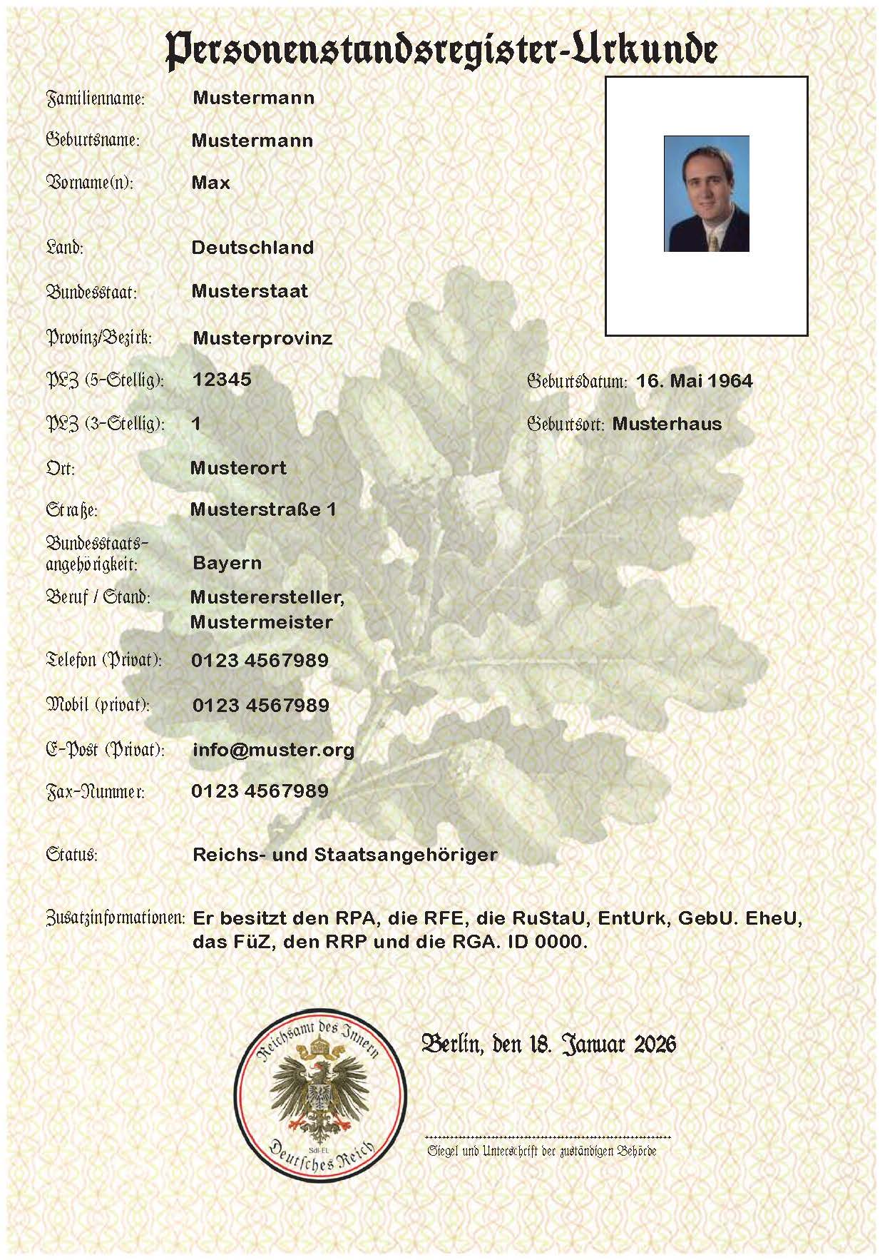 Personenstandsurkunde
