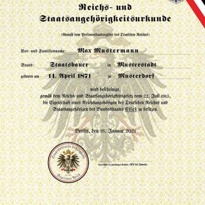 Reichs- und Staatsangehörigkeitsurkunde (staatlich)